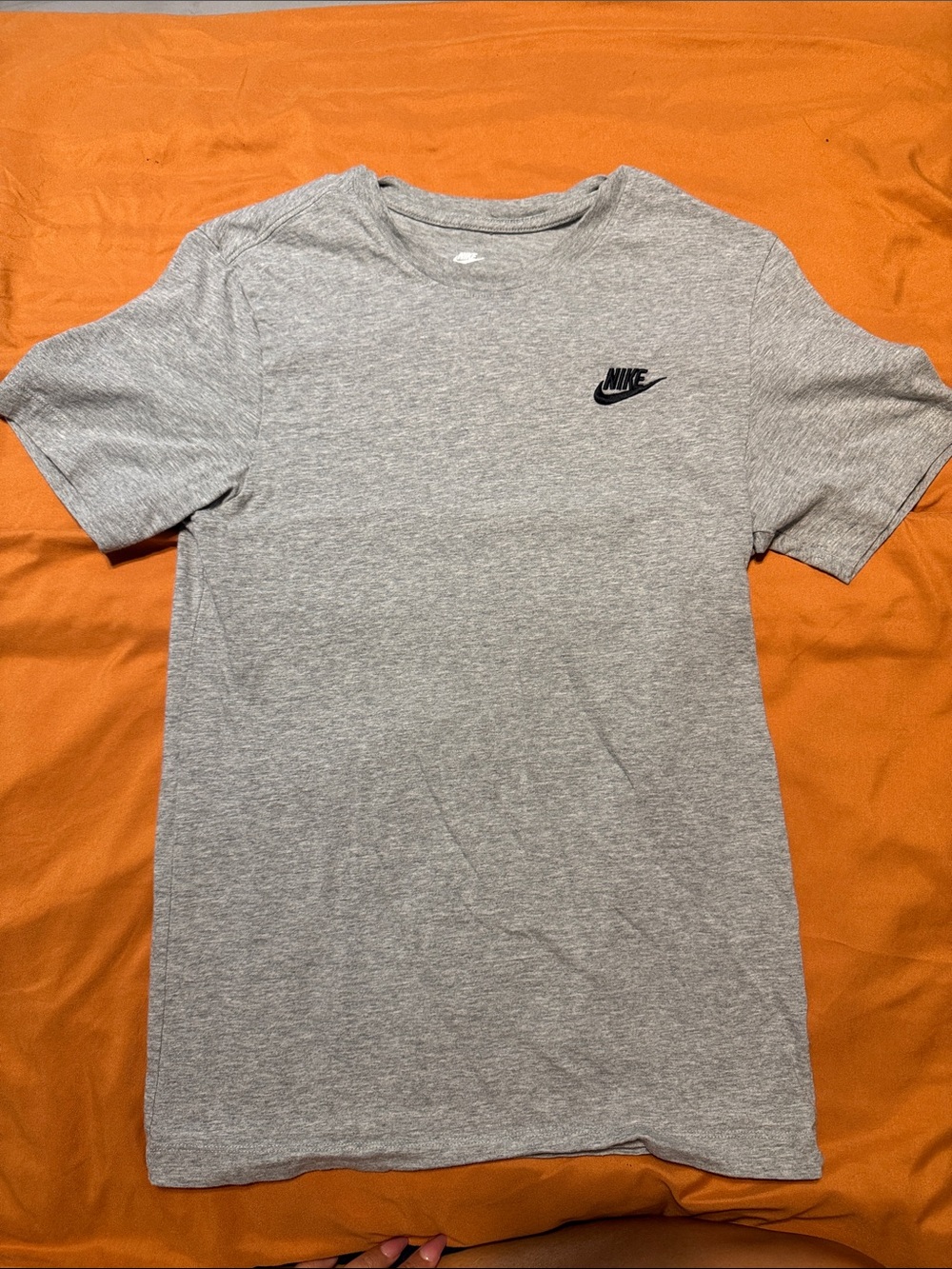 Nike Men’s Light Gray Crewneck Tee with Black Swoosh